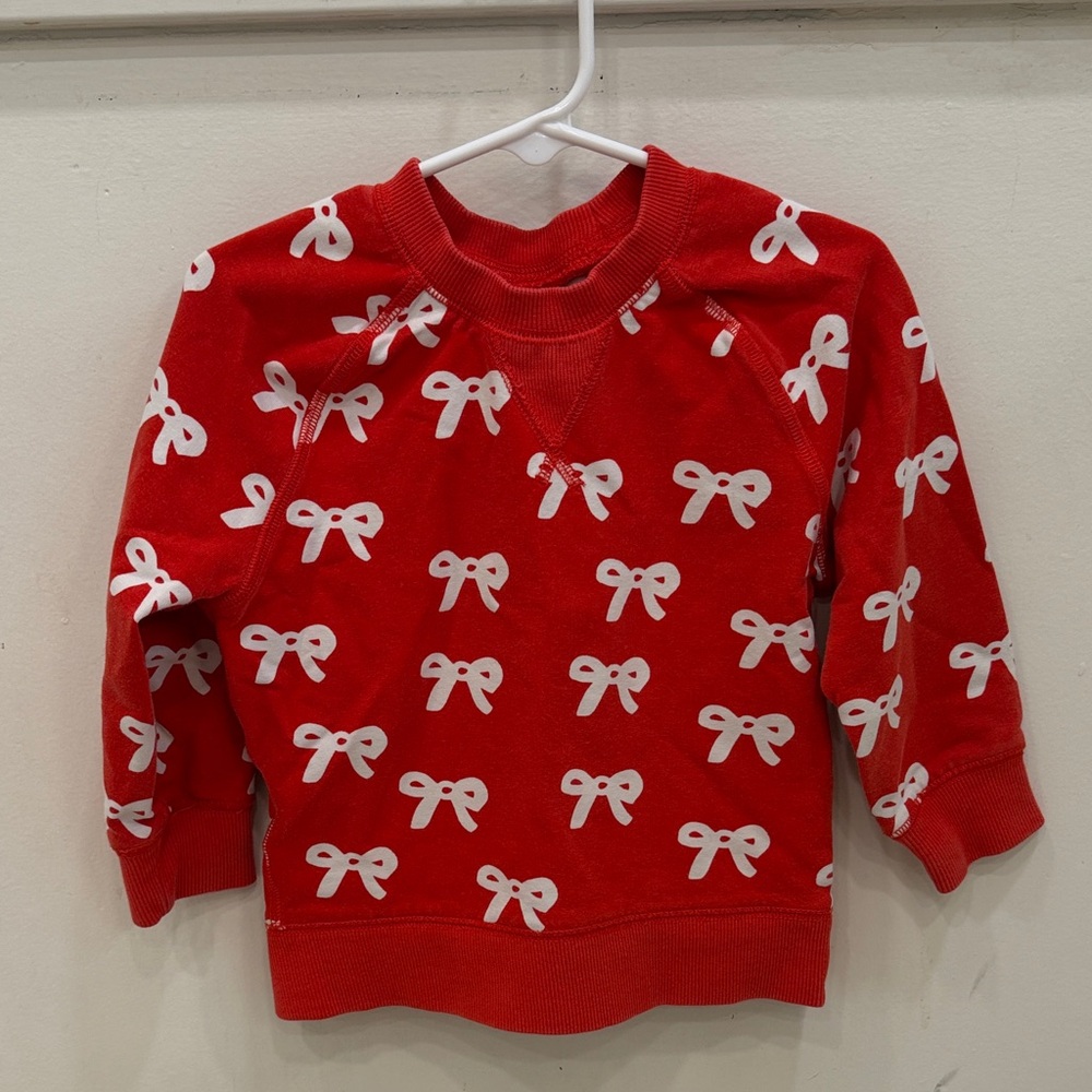 Hanna Andersson Red Kids Sweatshirt with White Bow Pattern